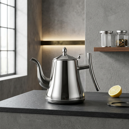 Elara Haus Contemporary Brushed Steel Loose Leaf Kettle