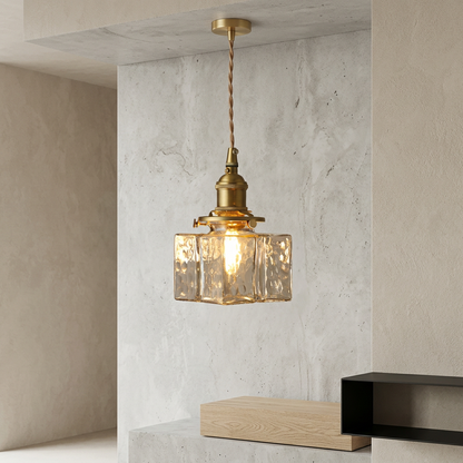 Elara Haus Jewel Glass Pendant - Modern Brass & Faceted Light