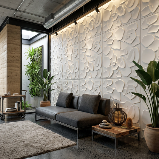 Elara Haus Modern Alabaster Pebble – Minimalist Organic 3D Relief Panel