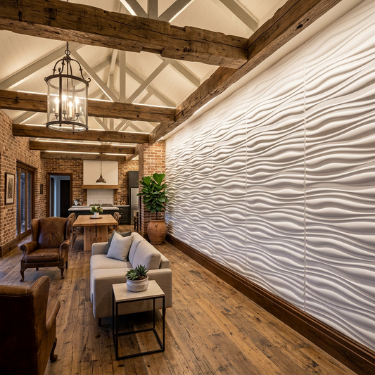 Elara Haus Modern Alabaster Tide – Minimalist Sinuous Fluid 3D Panel
