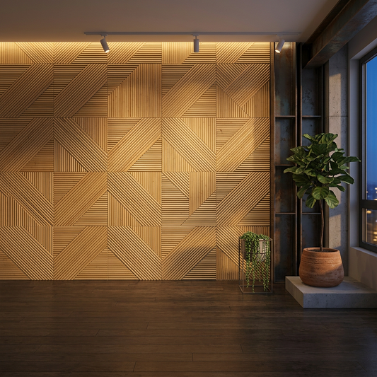 Elara Haus Modern Gilded Reed – Minimalist Linear Kinetic 3D Panel