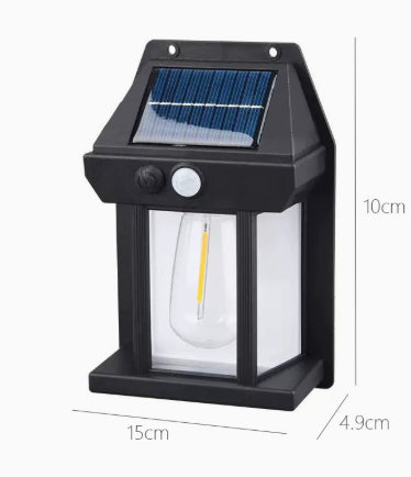 Elara Haus Modern Industrial Solar Outdoor Wall Sconce with Sensor