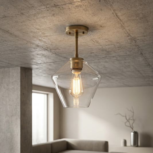 Elara Haus Pendant Light - Glass Diamond Shape Kitchen Pendant Lighting