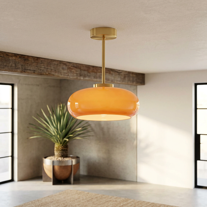 Elara Haus Retro Glass Semi Flush Mount Ceiling Light