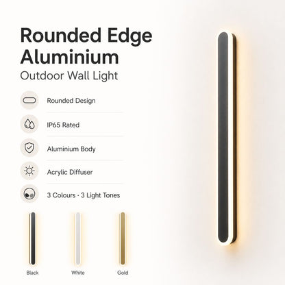 Rounded Edge Aluminium Outdoor Wall Light – IP65 Rated