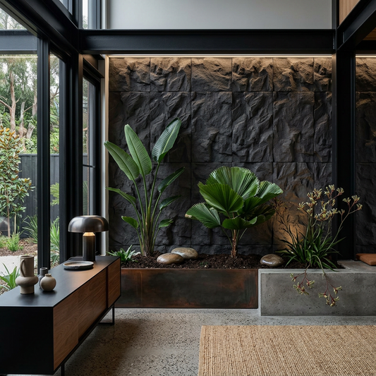 Elara Haus Scandi-Industrial Tectonic Slab – Ambient Textured Dark Rock Art