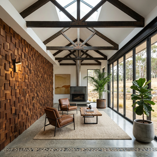 Elara Haus Scandi Tectonic Wall – Ambient Block-Mosaic Timber Art