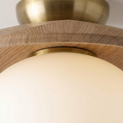 Elara Haus Wood & Opal Glass Flush Mount Ceiling Light