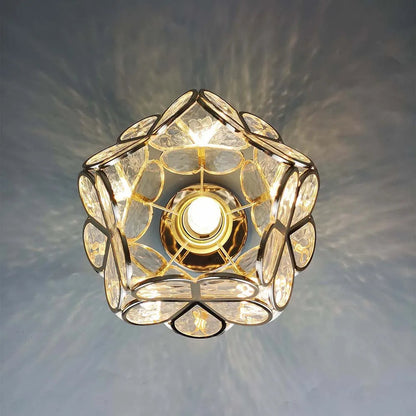 Elegant Flower Ceiling Fixture Gold Finish Shadow Cast