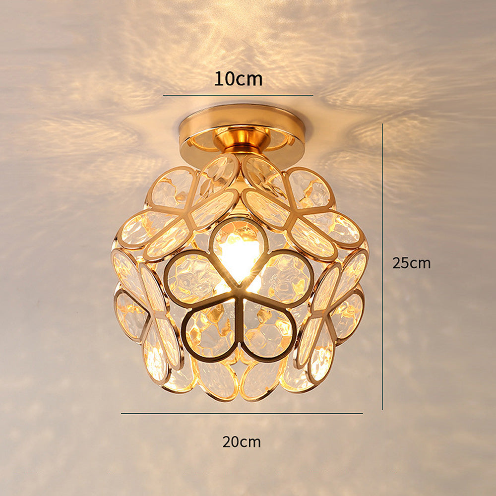 Elegant Flower Ceiling Fixture Gold Finish Shadow Cast