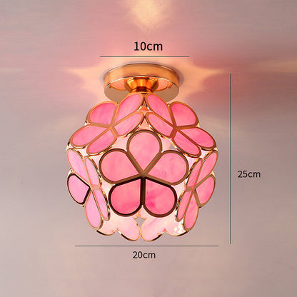 Elegant Flower Ceiling Fixture Gold Finish Shadow Cast