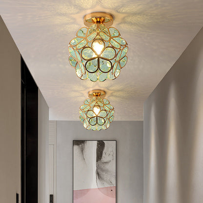 Elegant Flower Ceiling Fixture Gold Finish Shadow Cast