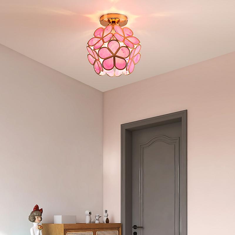 Elegant Flower Ceiling Fixture Gold Finish Shadow Cast