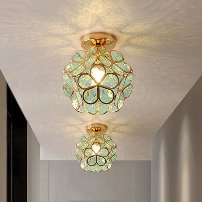 Elegant Flower Ceiling Fixture Gold Finish Shadow Cast