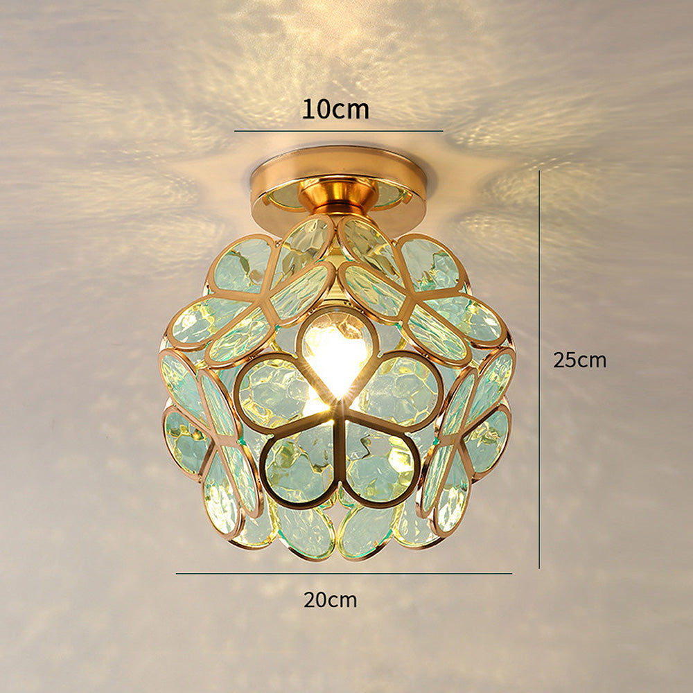 Elegant Flower Ceiling Fixture Gold Finish Shadow Cast