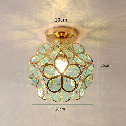 Elegant Flower Ceiling Fixture Gold Finish Shadow Cast