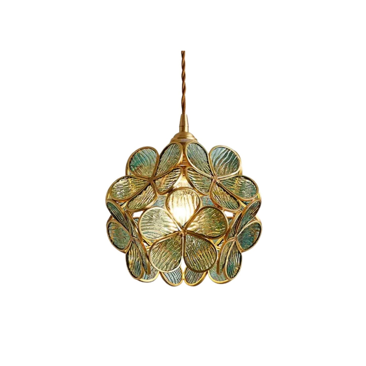 Elegant Glass Flower Ceiling Light Vintage Brass
