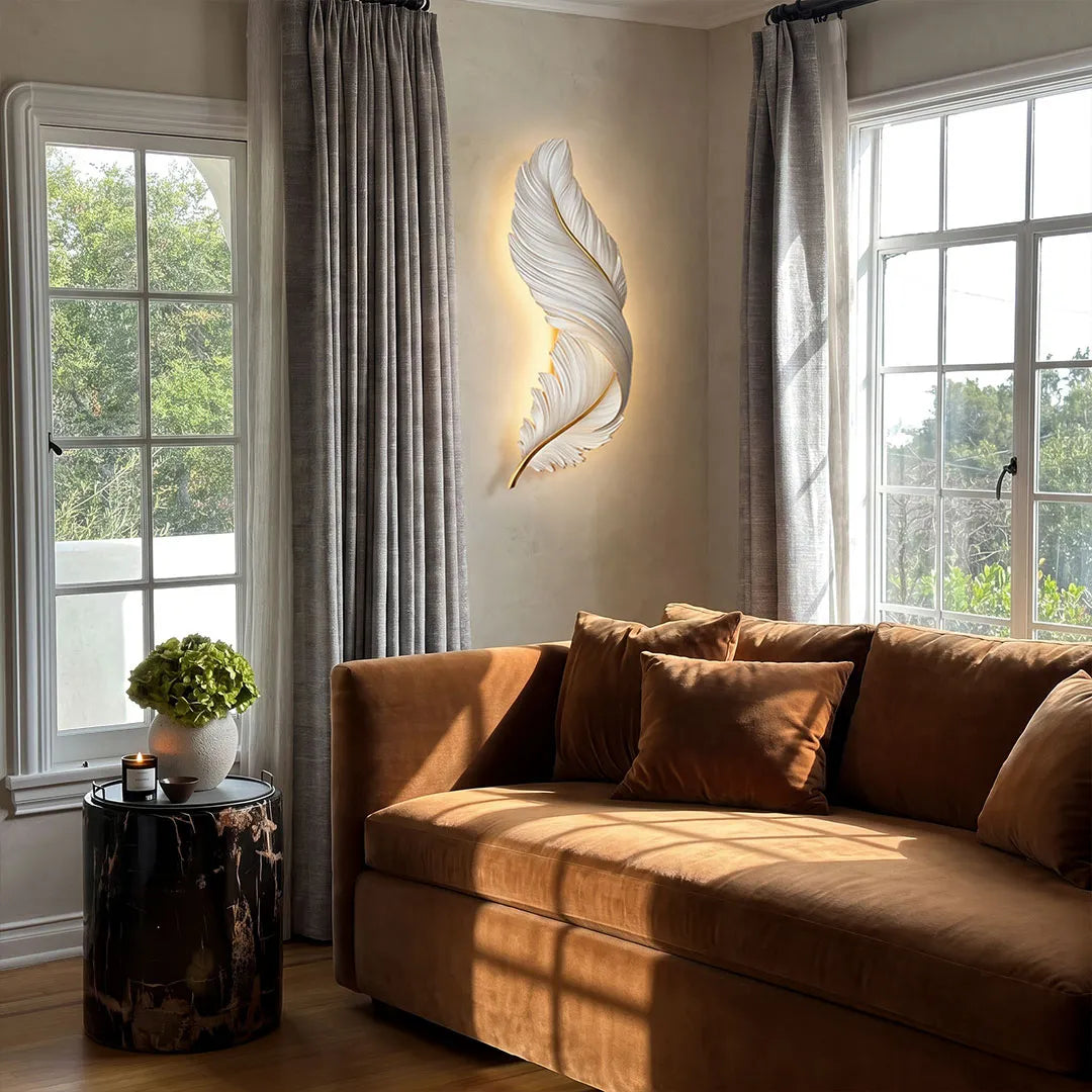 Feather Wall Lamp Modern Luxury Creative LED Art Deco Lamp 2