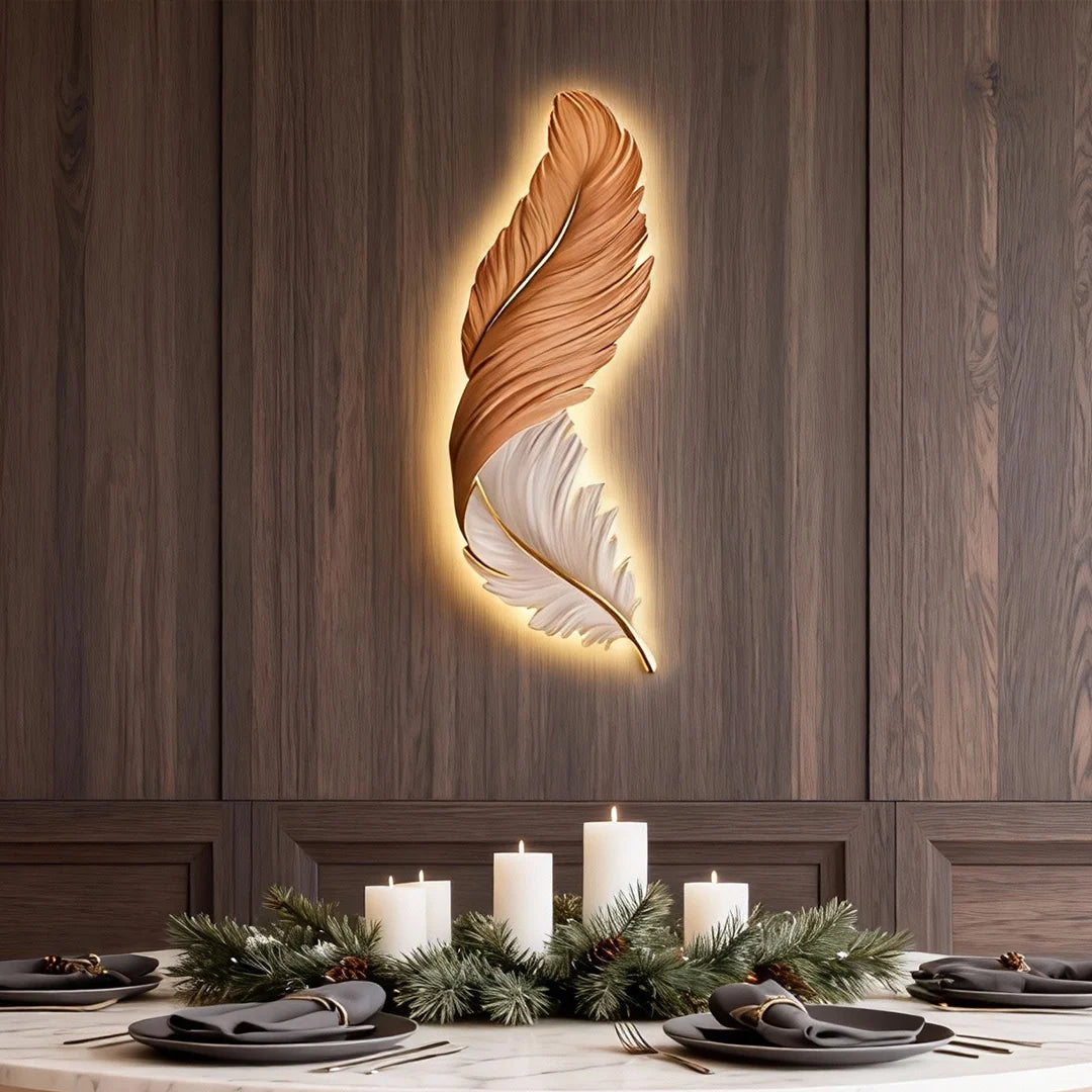 Feather Wall Lamp Modern Luxury Creative LED Art Deco Lamp 4