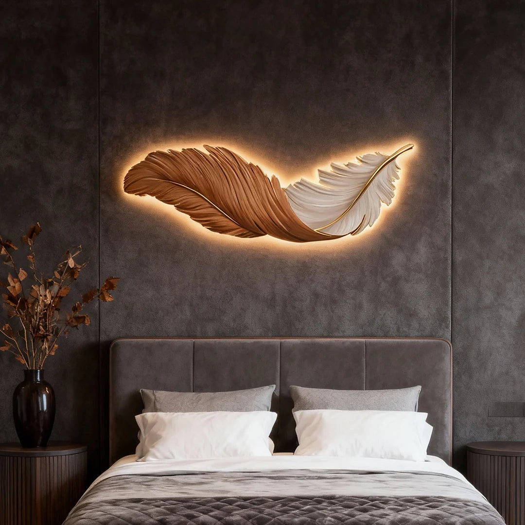 Feather Wall Lamp Modern Luxury Creative LED Art Deco Lamp 5