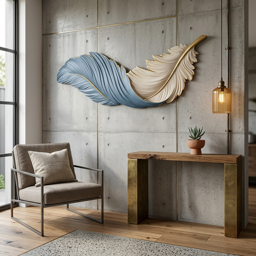 Feather-Shaped Wall Lamp with Backlight
