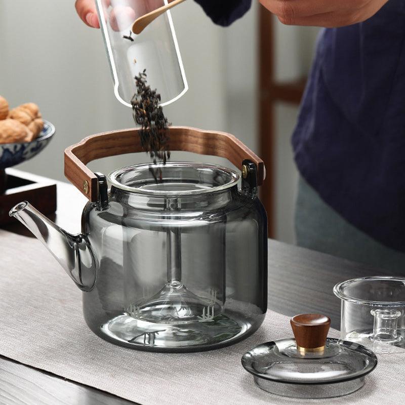Grijzen Teapot | Wood & Glass, Tea Infuser 1