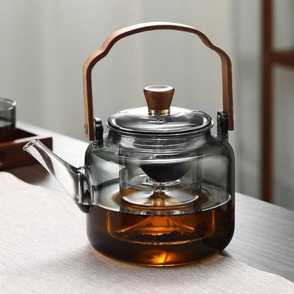 Grijzen Teapot | Wood & Glass, Tea Infuser 4