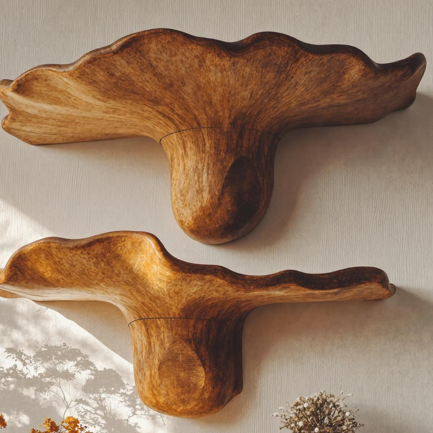 Handcrafted Mushroom Design Wood Shelf For Wall Art SILDTMR013 2
