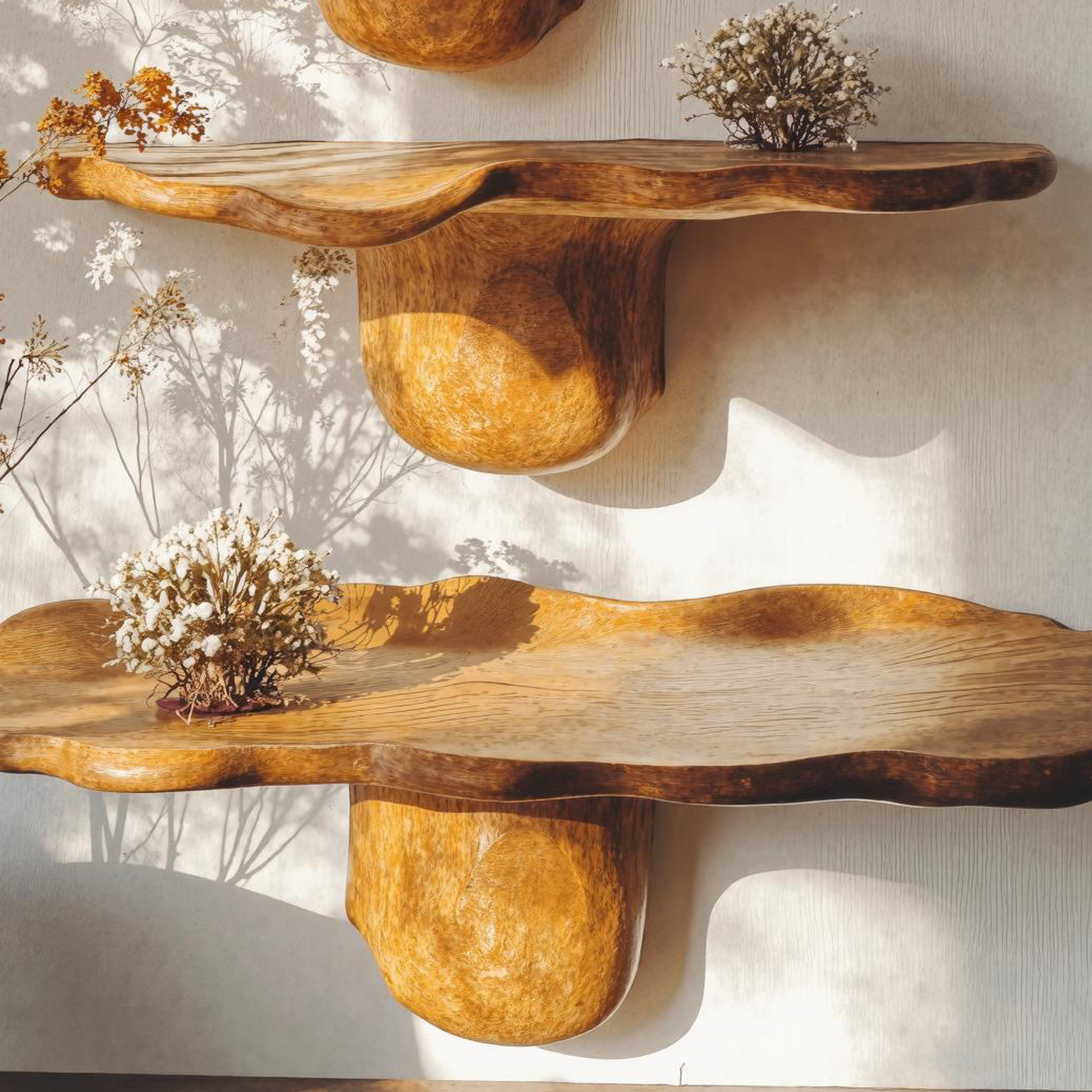 Handcrafted Mushroom Design Wood Shelf For Wall Art SILDTMR013 3