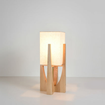 Japandi Wabi Sabi Floor Lamp Fabric & Wood Standing Light