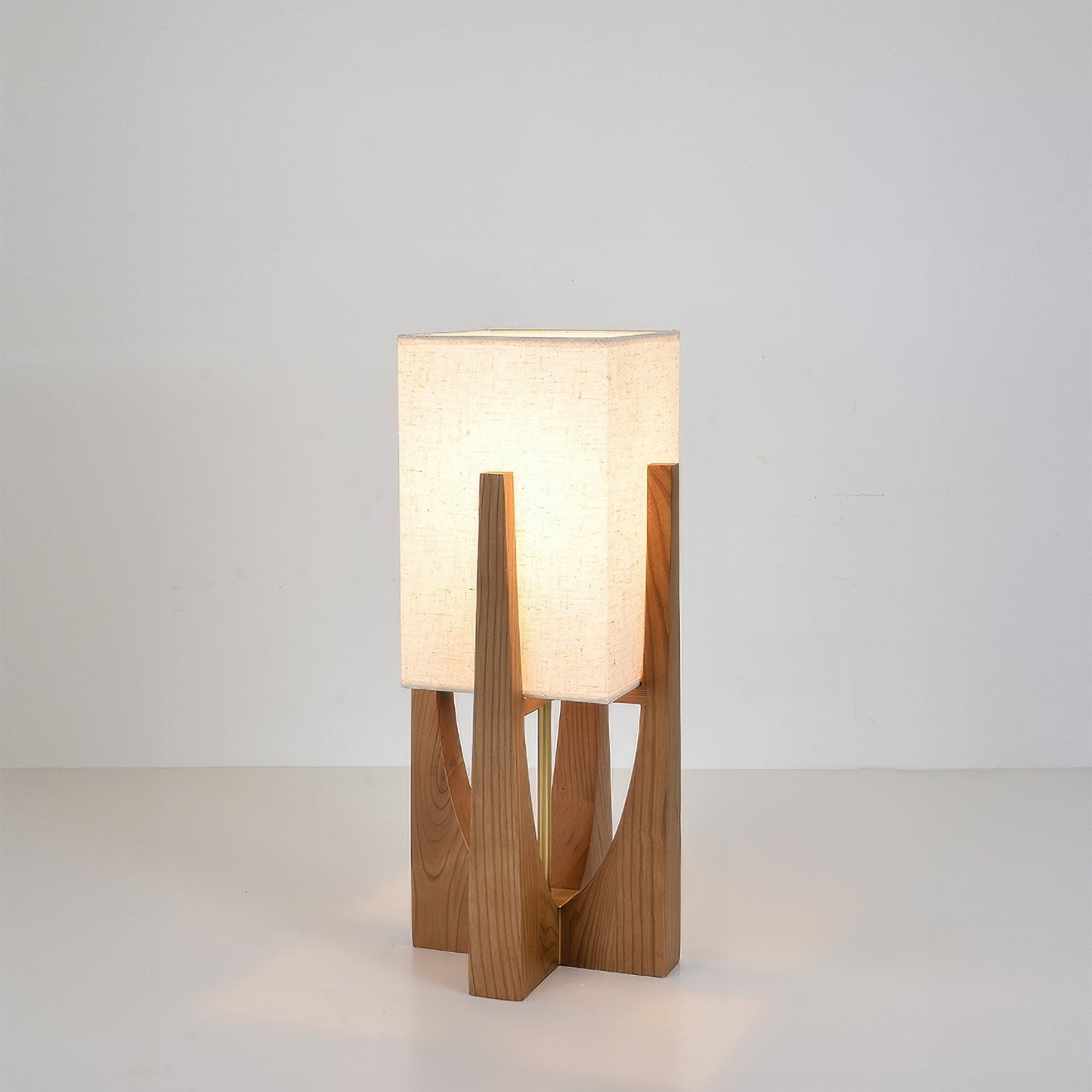 Japandi Wabi Sabi Floor Lamp Fabric & Wood Standing Light