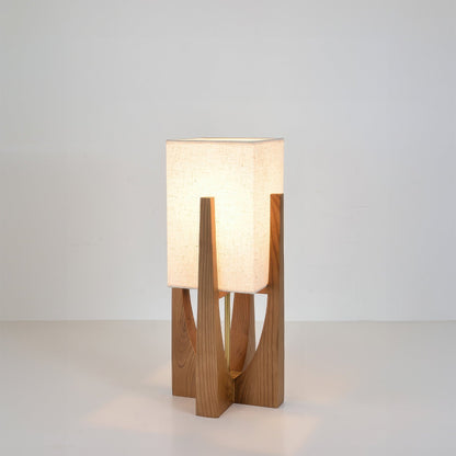 Japandi Wabi Sabi Floor Lamp Fabric & Wood Standing Light
