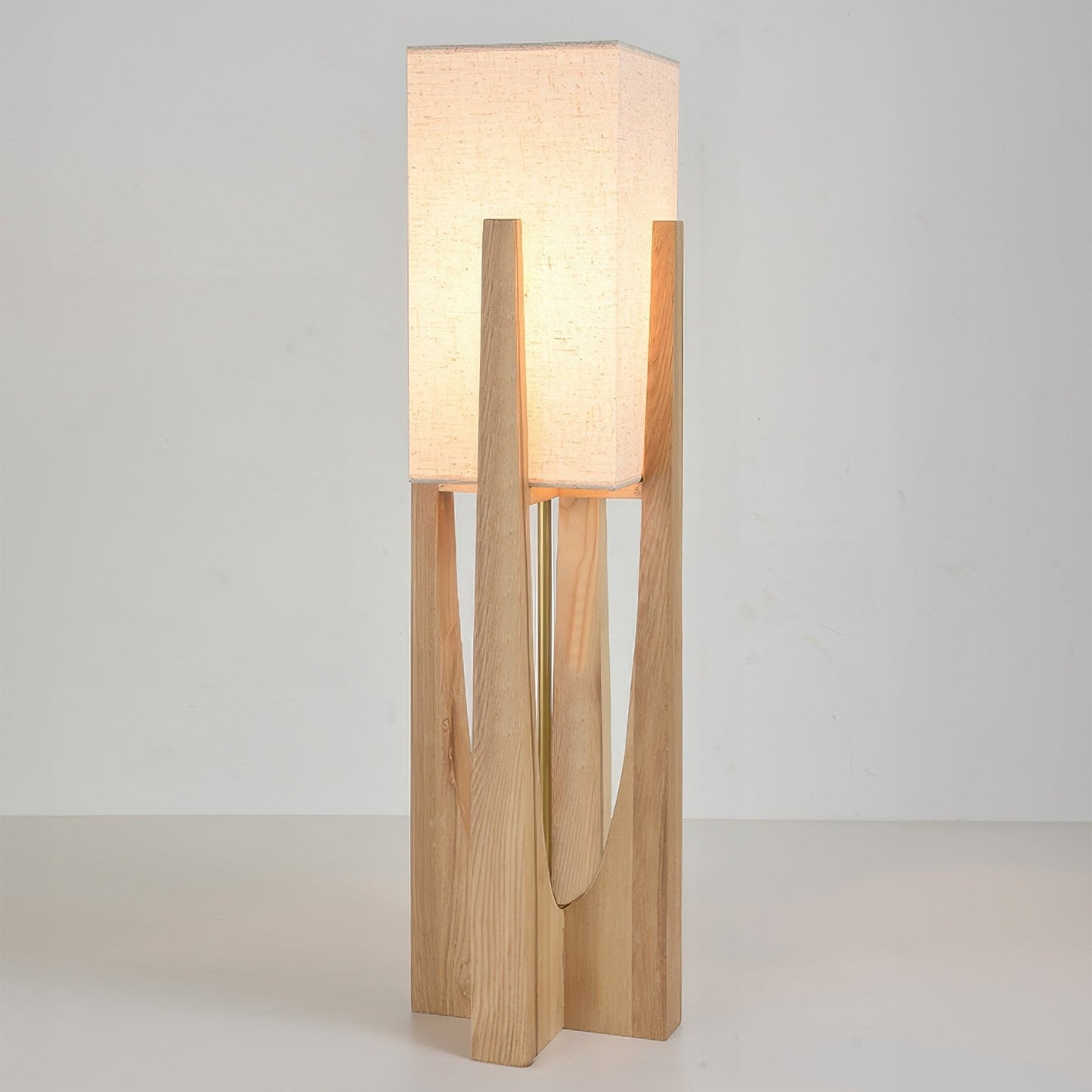 Japandi Wabi Sabi Floor Lamp Fabric & Wood Standing Light