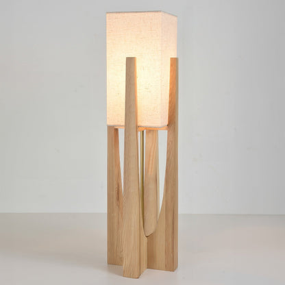 Japandi Wabi Sabi Floor Lamp Fabric & Wood Standing Light