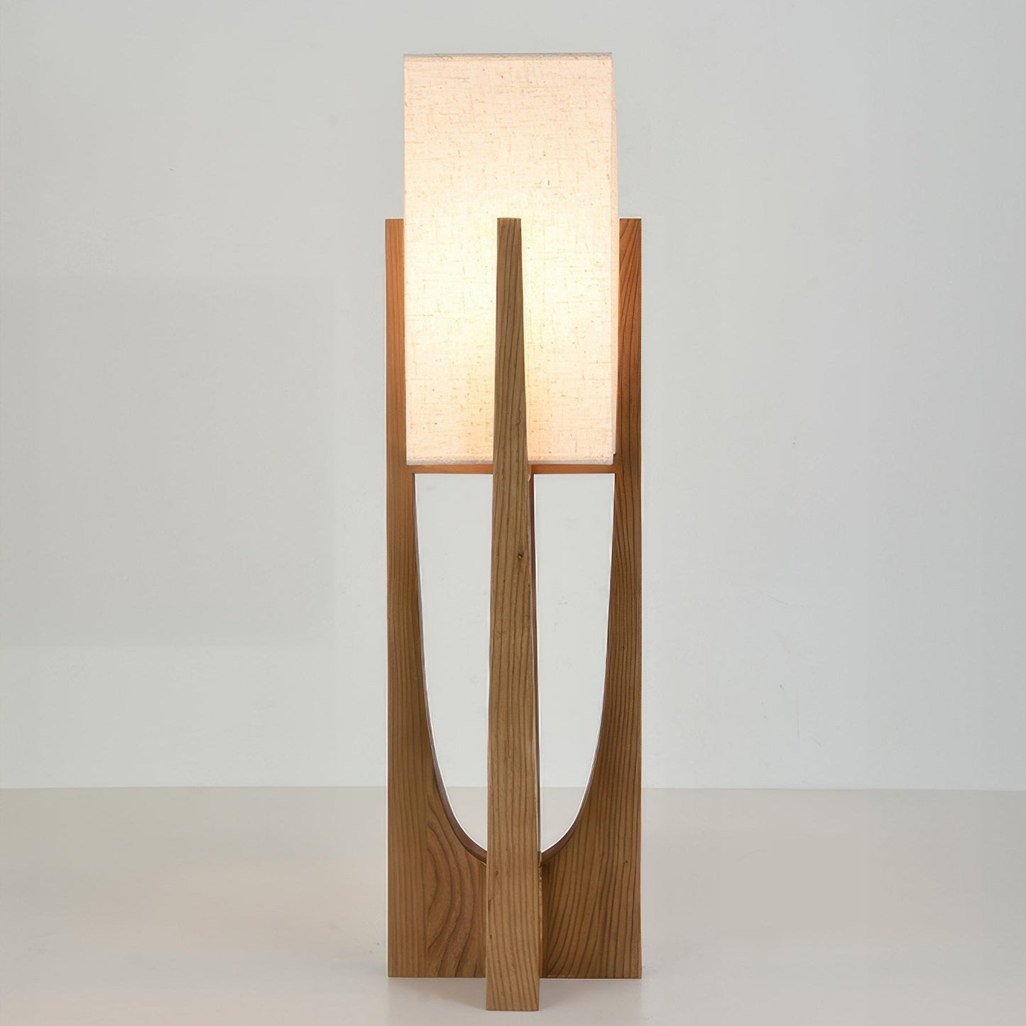 Japandi Wabi Sabi Floor Lamp Fabric & Wood Standing Light