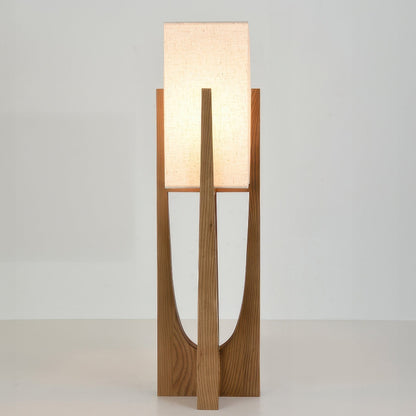 Japandi Wabi Sabi Floor Lamp Fabric & Wood Standing Light