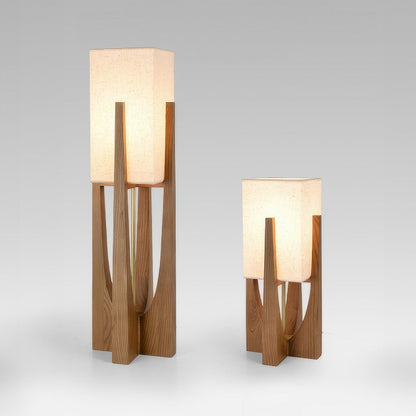 Japandi Wabi Sabi Floor Lamp Fabric & Wood Standing Light