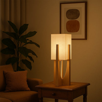 Japandi Wabi Sabi Floor Lamp Fabric & Wood Standing Light