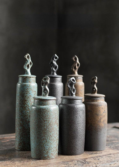 Stoneware Tea Caddy | Ceramic Lid | Japanese Pottery 5