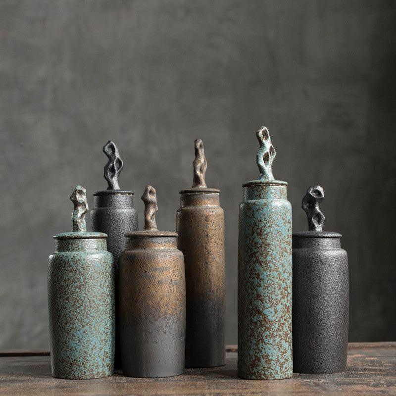 Stoneware Tea Caddy | Ceramic Lid | Japanese Pottery 1