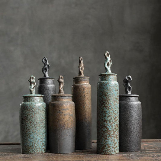 Stoneware Tea Caddy | Ceramic Lid | Japanese Pottery 1