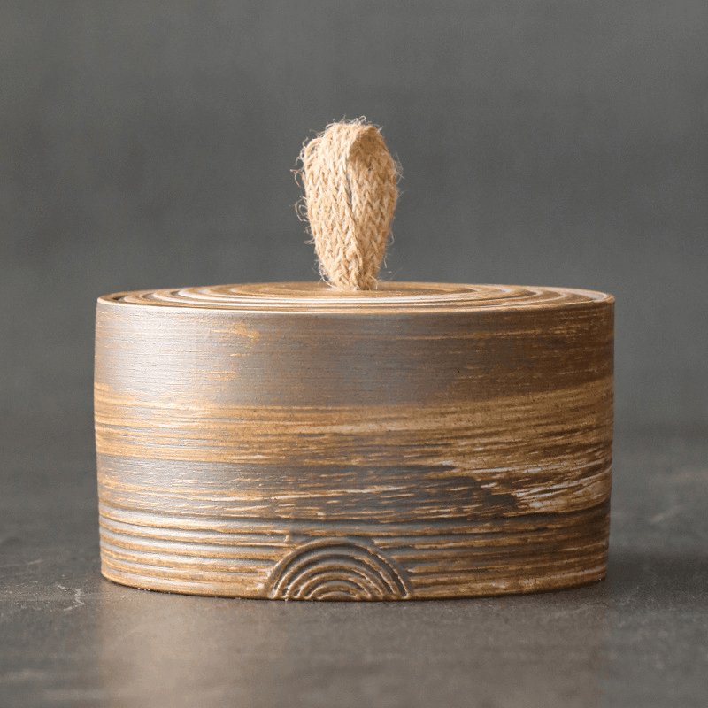 Handmade Storage Jar | Hemp Rope | Japanese Pottery 0