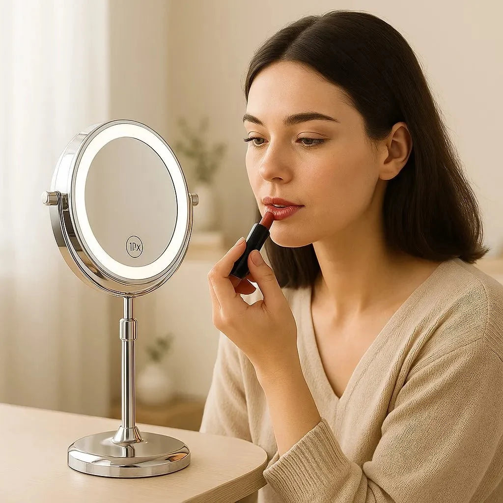 Elara Haus LED Makeup Mirror - Adjustable Height 10X Magnification 5