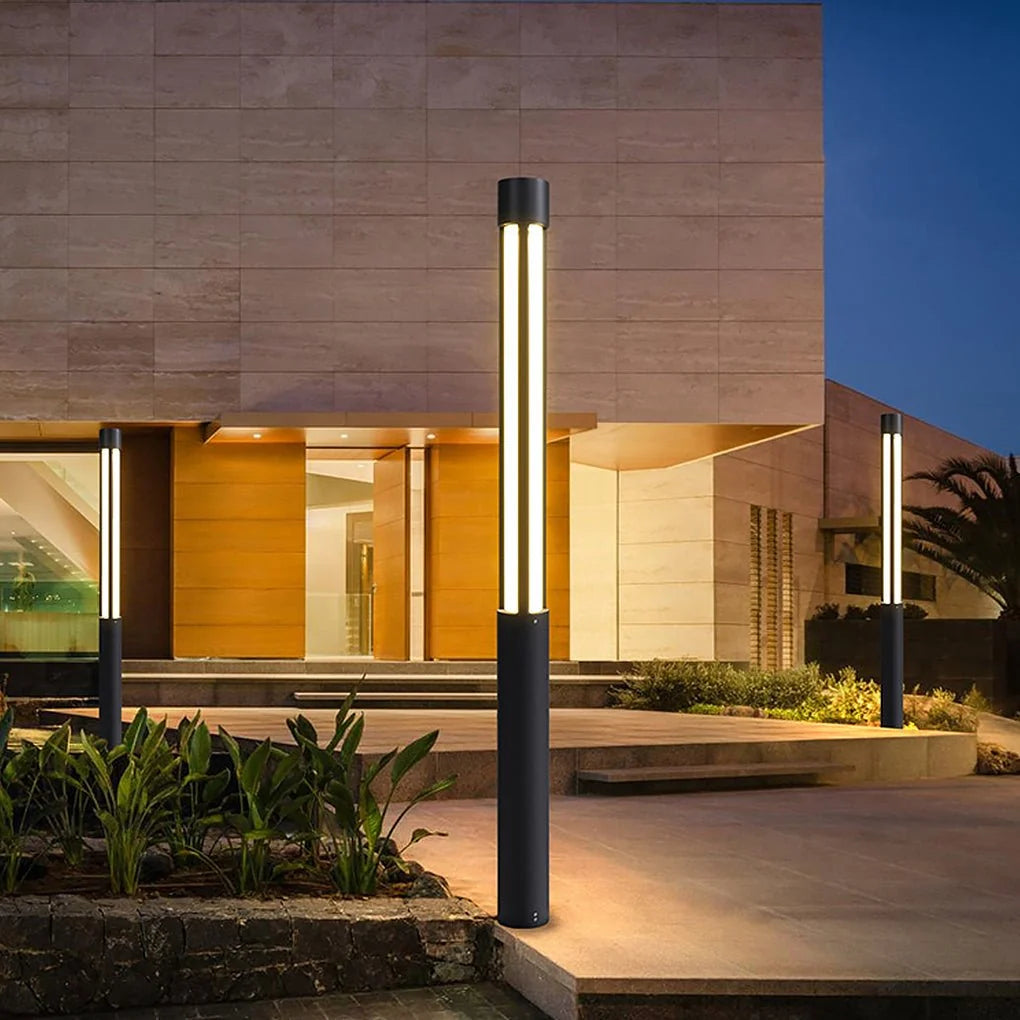 Residential Bollard Lights Modern Cylindrical LED Landscape Light 9