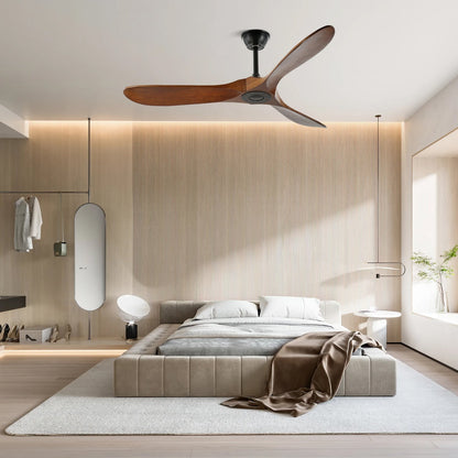 Leno Modern Walnut Wood Ceiling Fan with Remote