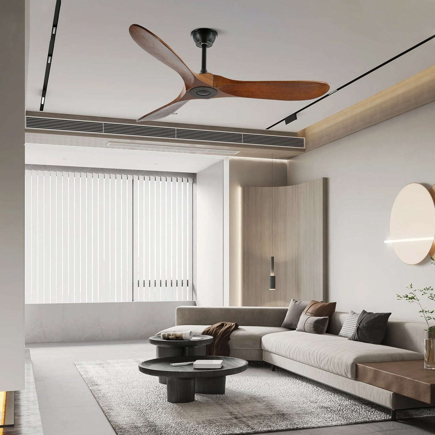 Leno Modern Walnut Wood Ceiling Fan with Remote