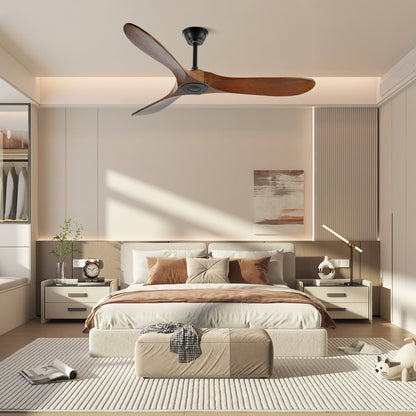 Leno Modern Walnut Wood Ceiling Fan with Remote