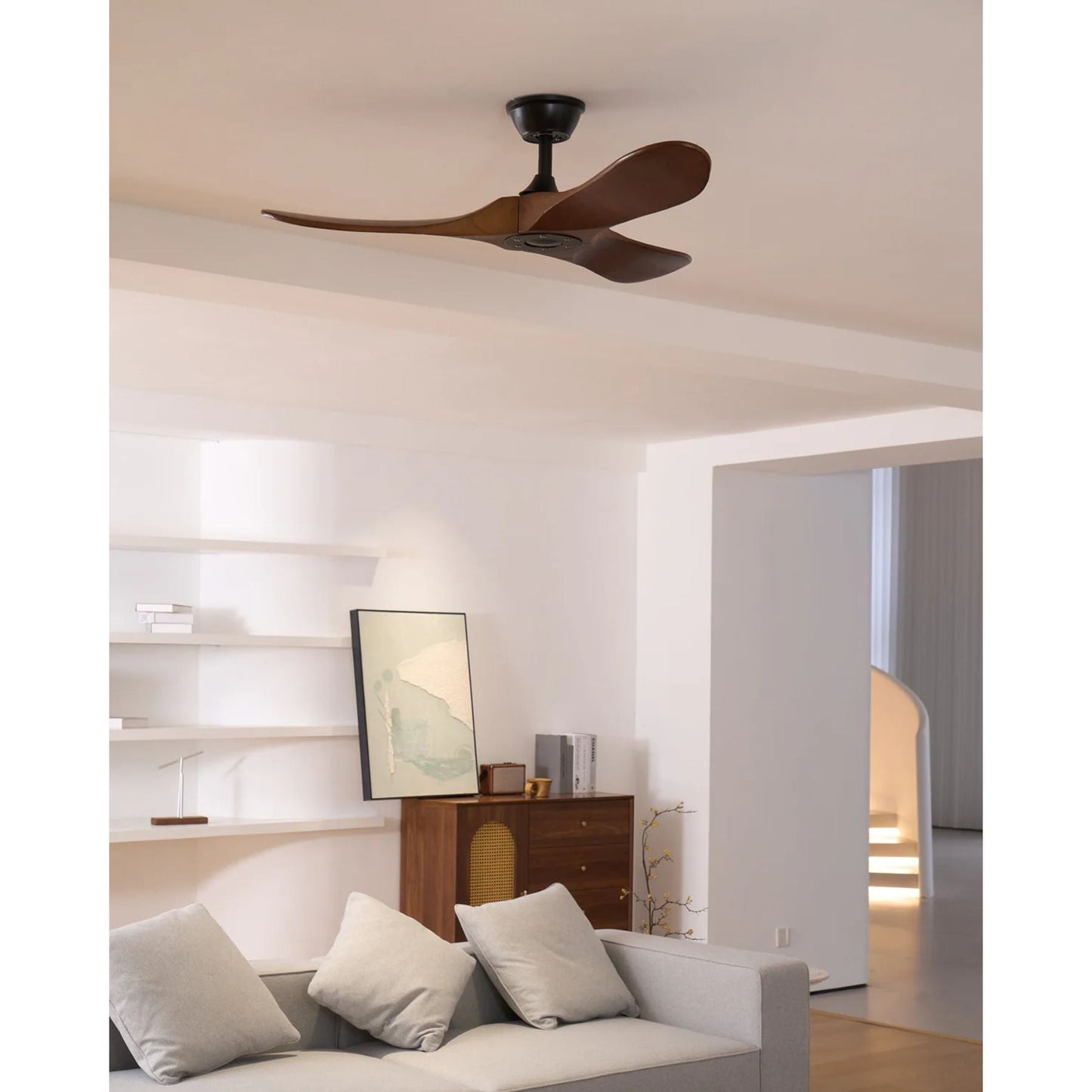Leno Modern Walnut Wood Ceiling Fan with Remote