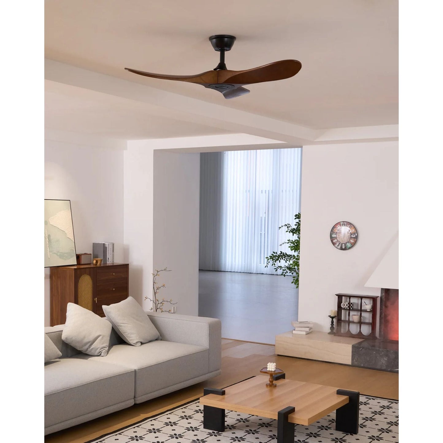 Leno Modern Walnut Wood Ceiling Fan with Remote