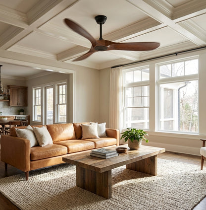 Leno Modern Walnut Wood Ceiling Fan with Remote